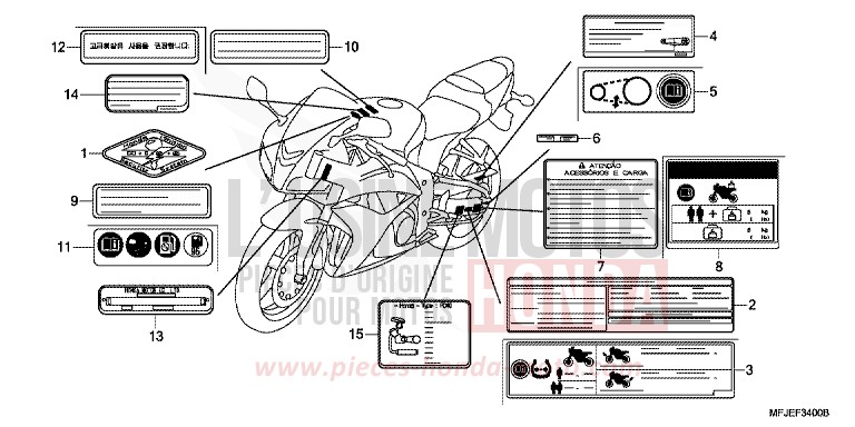 WARNETIKETT von CBR600RR ABS VICTORY RED (R334) von 2012